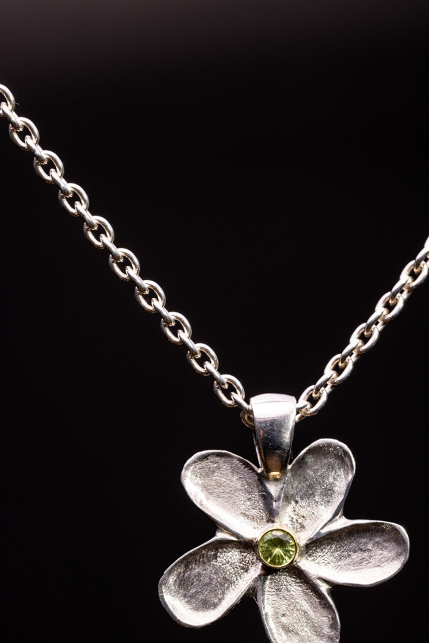 Peridot Flower Sterling Pendant