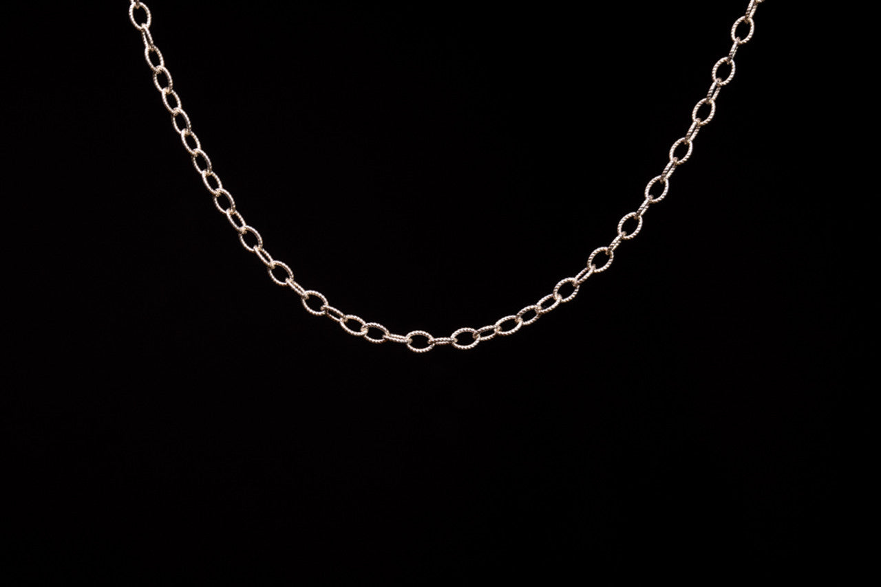 Textured Oval Link Sterling Chain