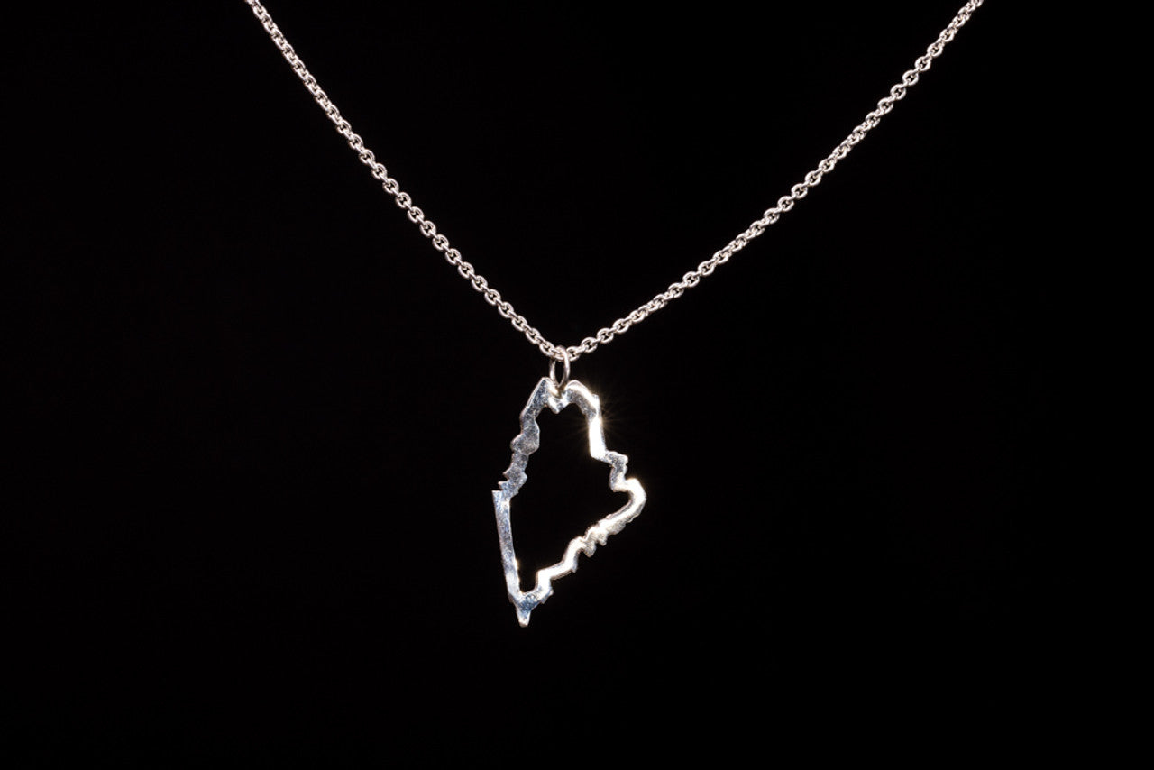 Sterling Silver State of Maine Pendant