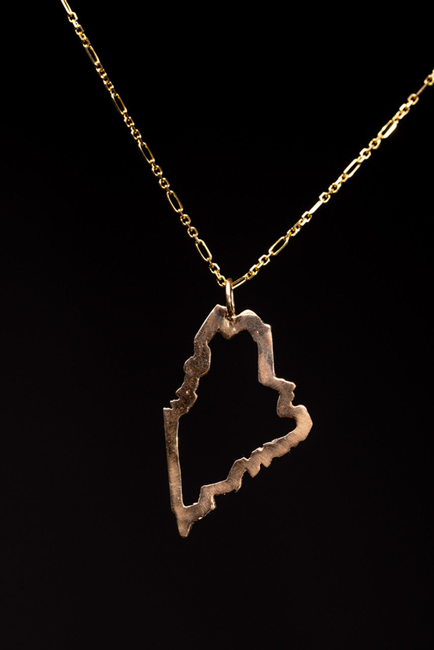 State of Maine 14k Gold Cut Out Pendant