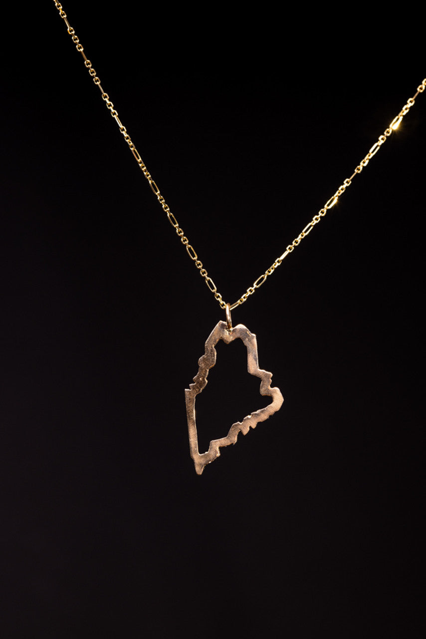 State of Maine 14k Gold Cut Out Pendant