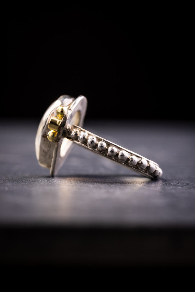 Rainbow Moonstone Diamond Two Tone Ring