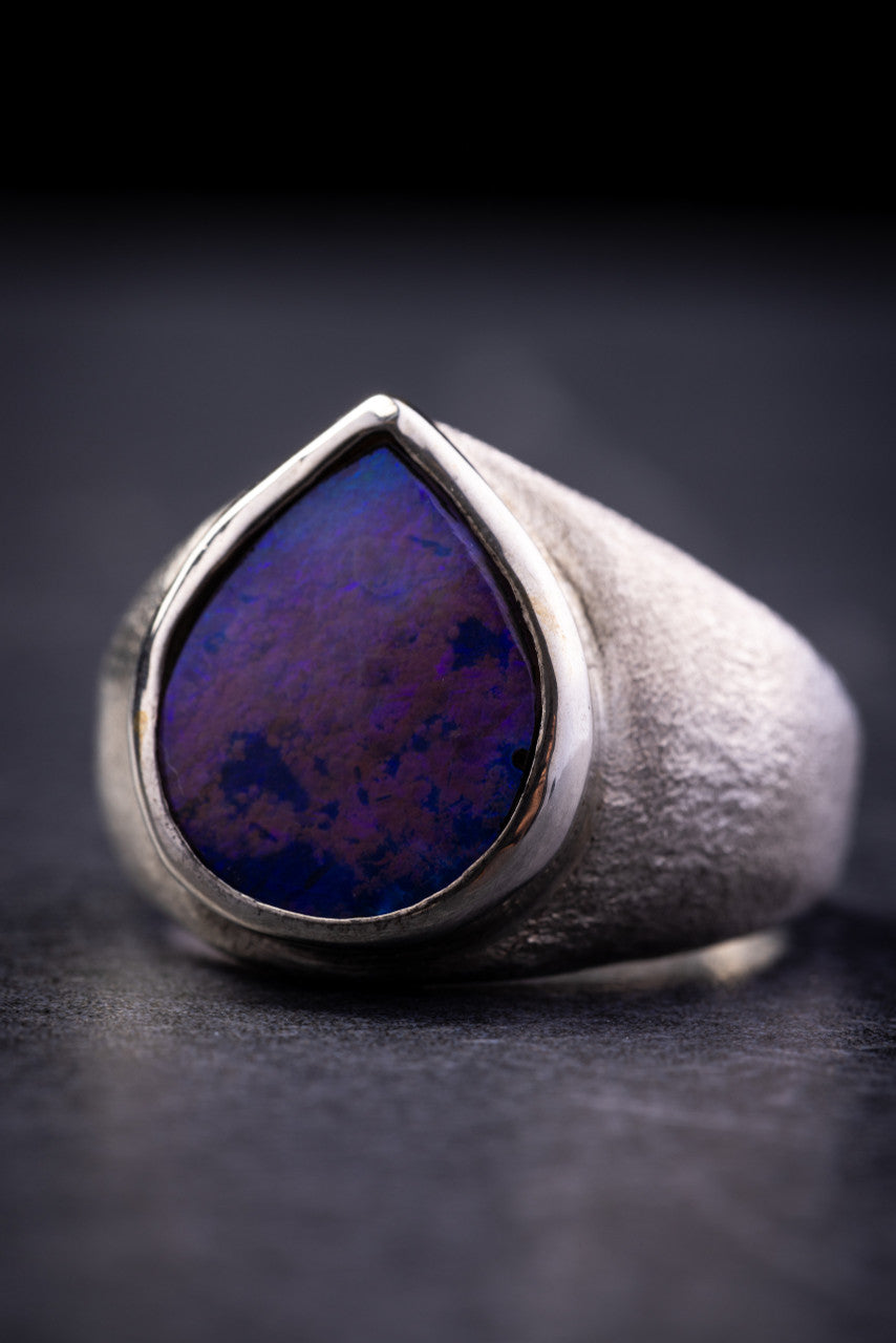 Purple Boulder Opal Ring