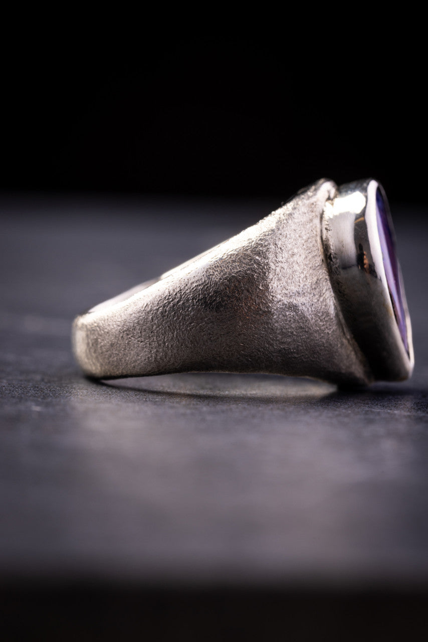 Purple Boulder Opal Ring