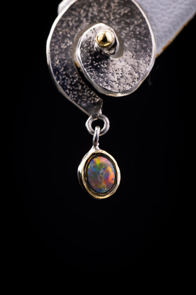 Grey Black Opal Coil Style Texture Earrings