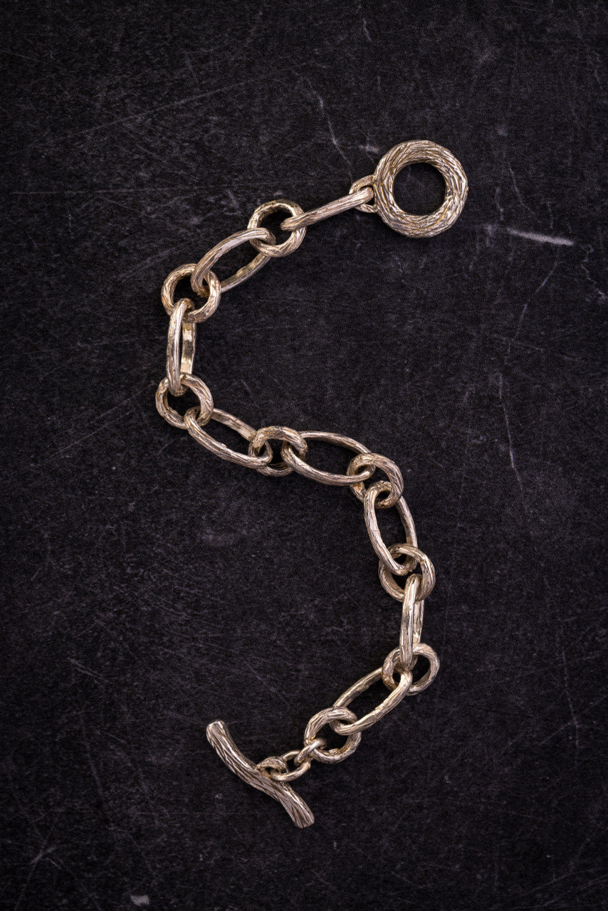 Bark Carved Sterling Link Bracelet