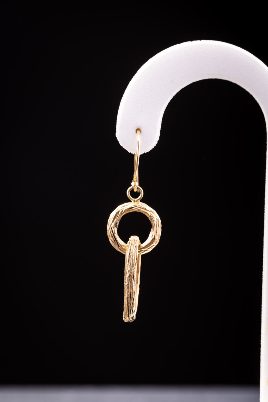 Bark Style 14k Gold Dangles