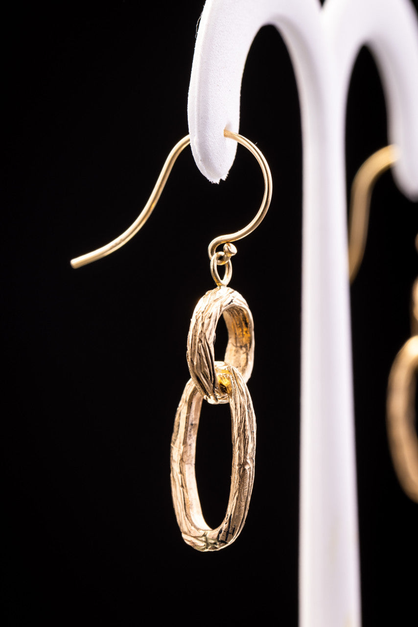 Bark Style 14k Gold Dangles
