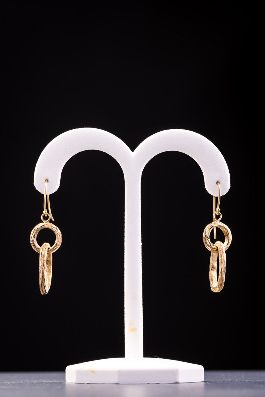 Bark Style 14k Gold Dangles