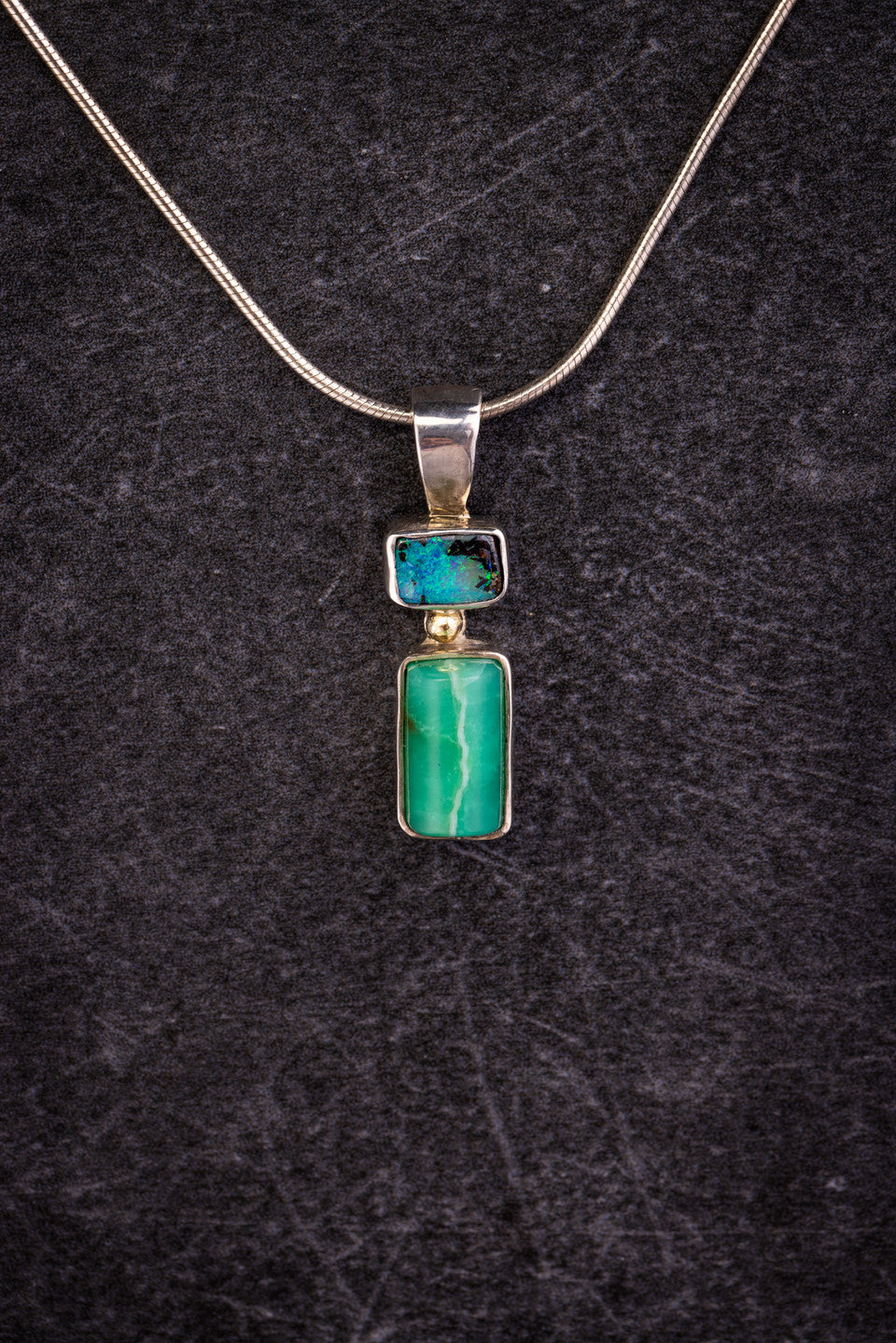 Chrysoprase and Opal Two Tone Pendant