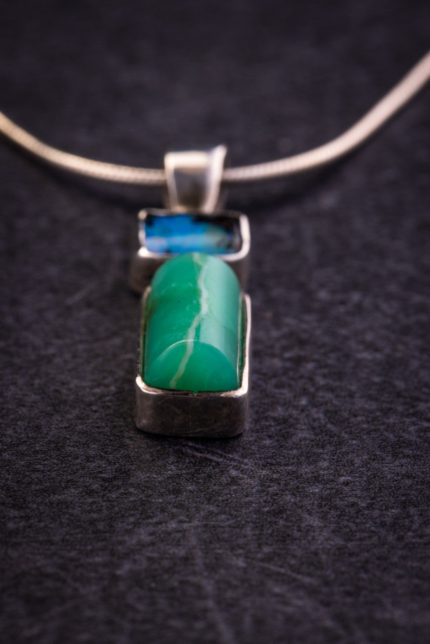 Chrysoprase and Opal Two Tone Pendant