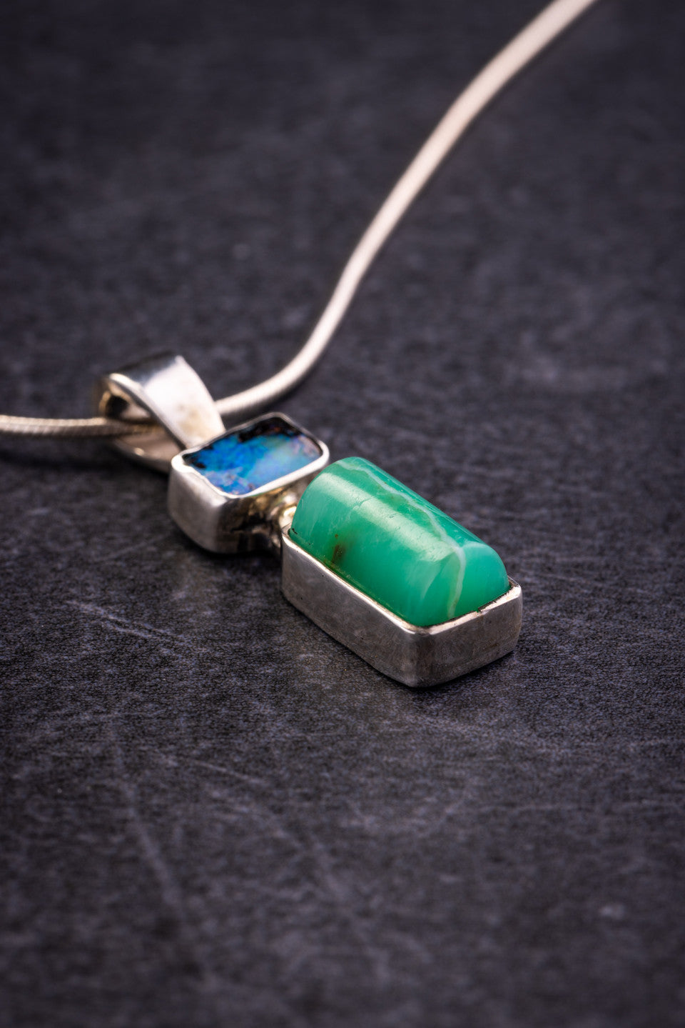 Chrysoprase and Opal Two Tone Pendant