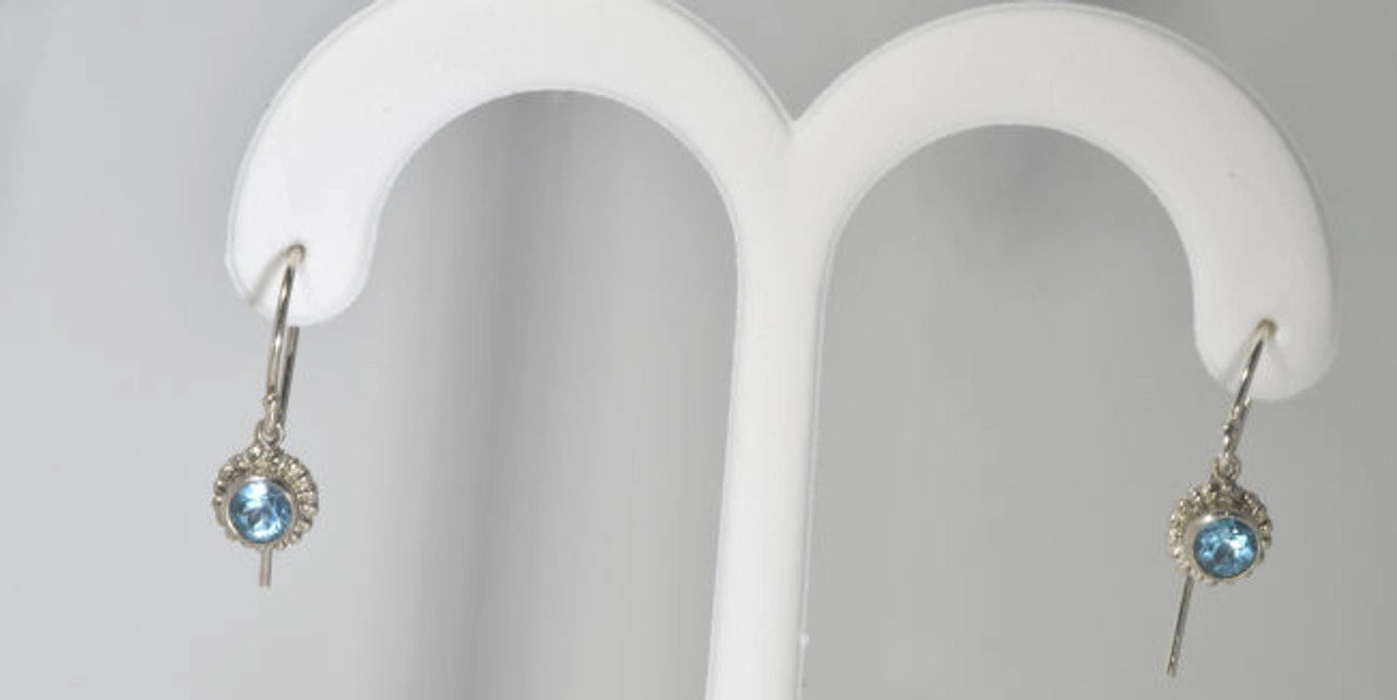 Blue Topaz Sterling Beaded Dangle Earrings