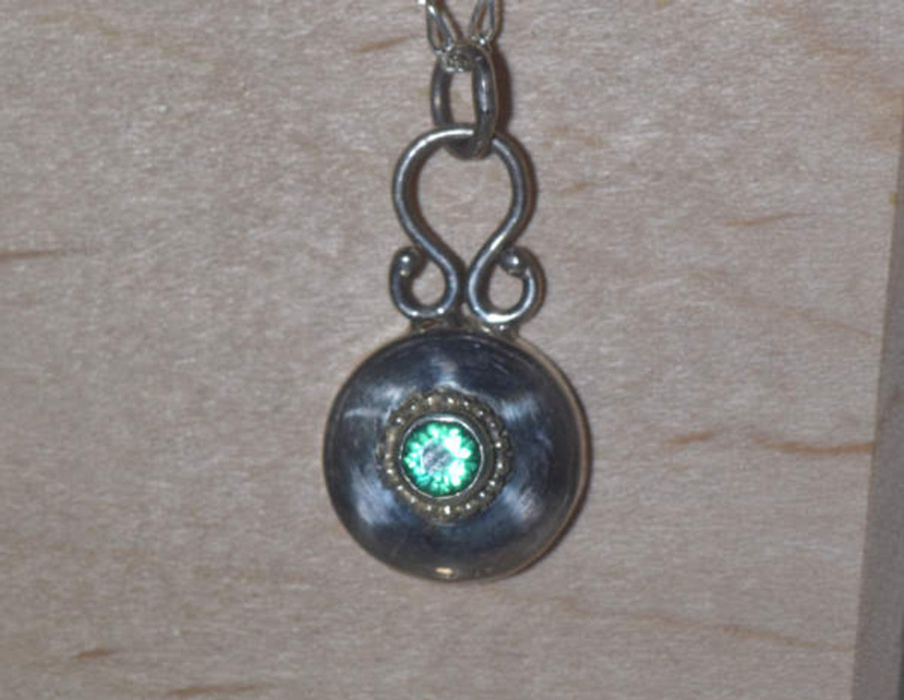 Emerald Sterling Silver Solitaire Pendant