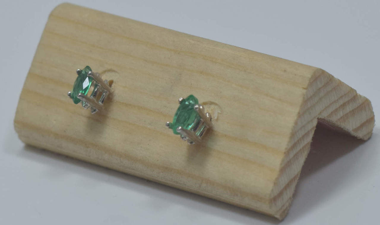 Emerald Marquis Sterling Studs