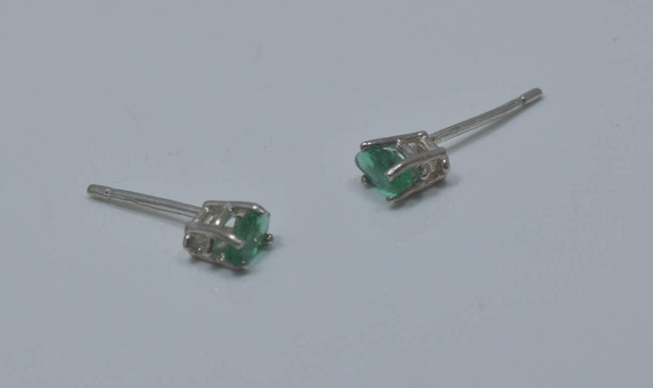 Emerald Marquis Sterling Studs