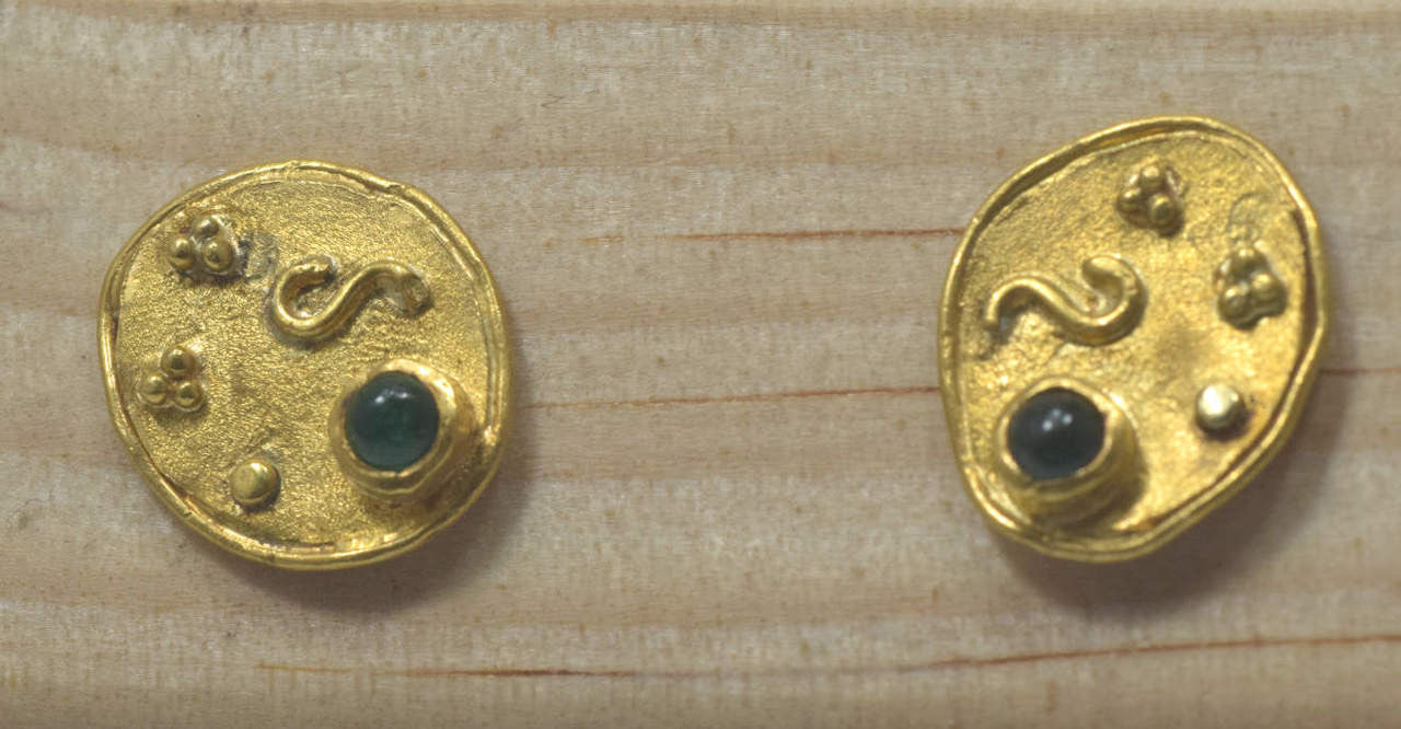 Emerald 24K Yellow Gold Earrings