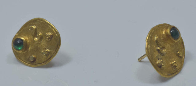 Emerald 24K Yellow Gold Earrings