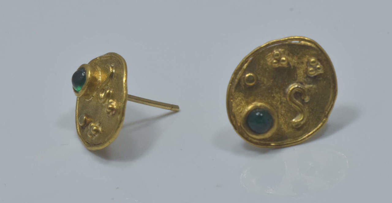 Emerald 24K Yellow Gold Earrings