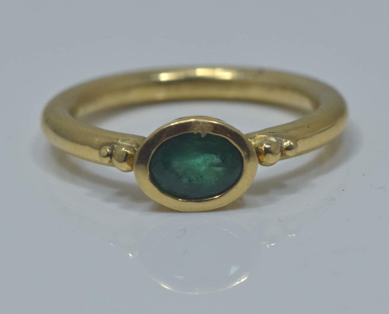 Emerald Bead 18k Ring