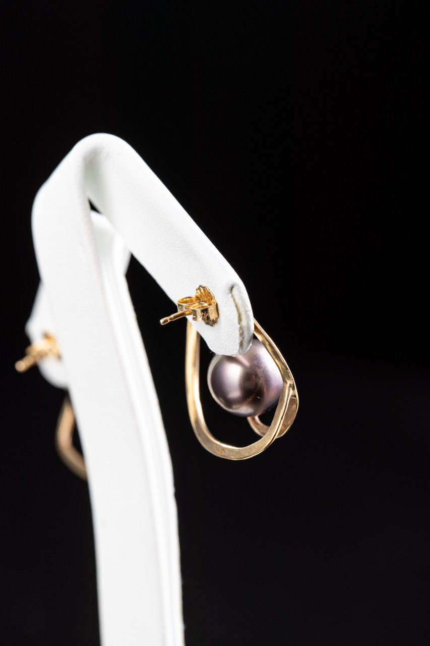 Black Tahitian Pearl 14K Coil Studs