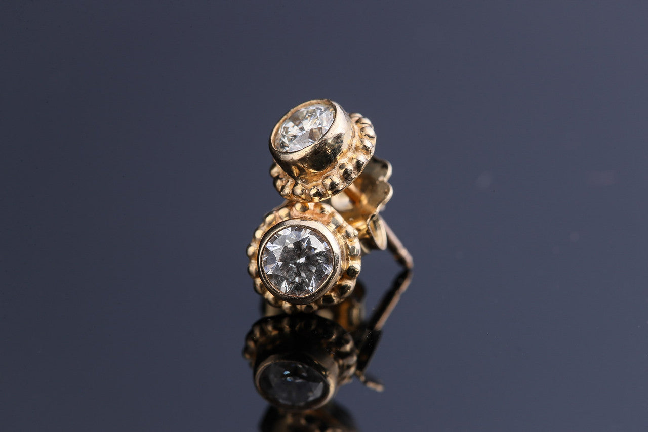 Diamond 14K Beaded Studs