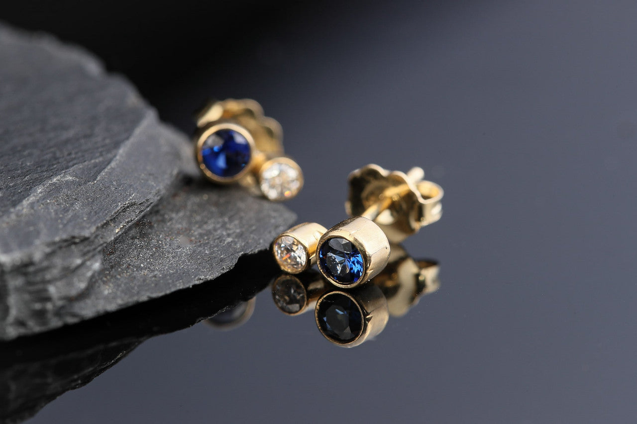 Sapphire & Diamond 18k Studs