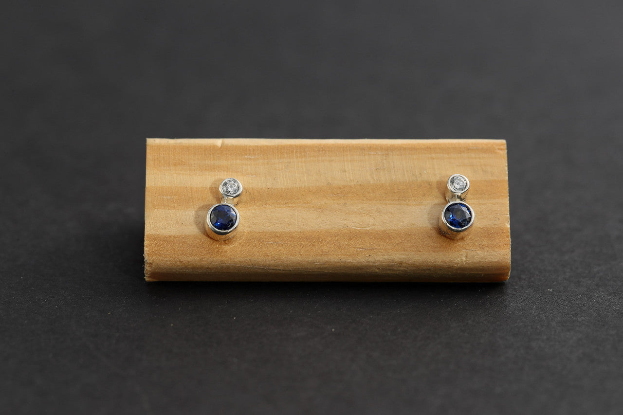 Sapphire & Diamond 18k Studs