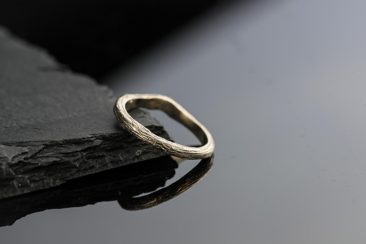 Bark Band 14K White Gold