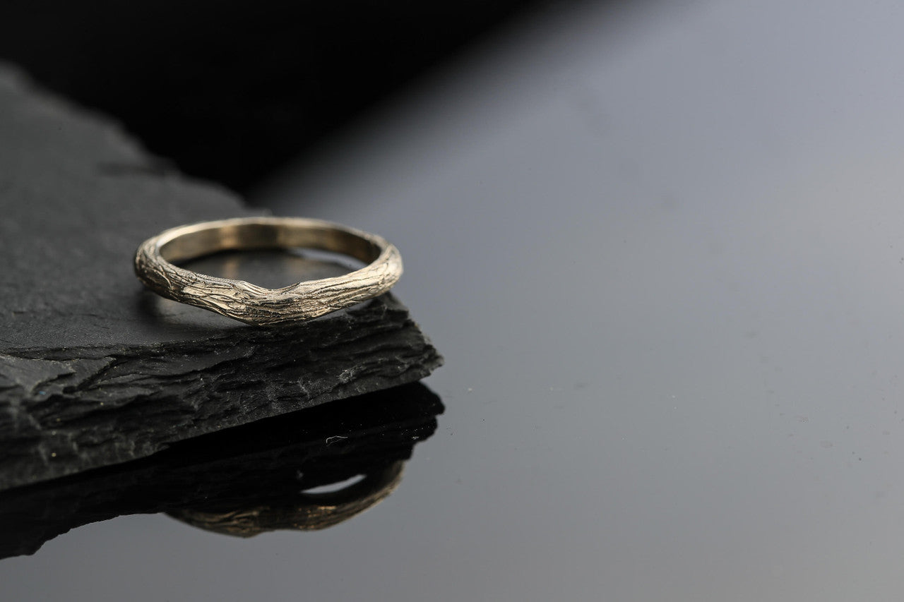 Bark Band 14K White Gold