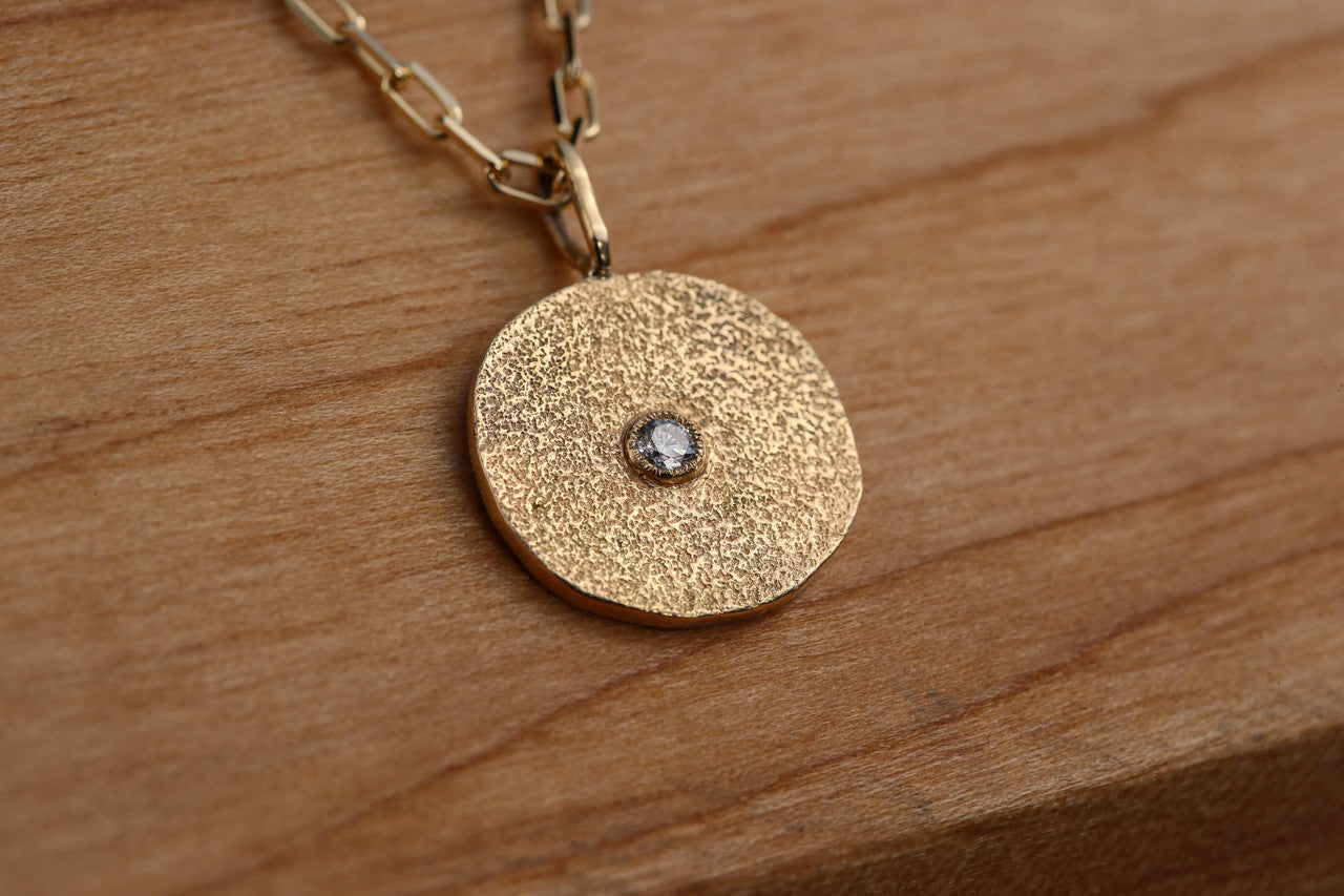 Diamond Beach Texture 18K Disc Pendant