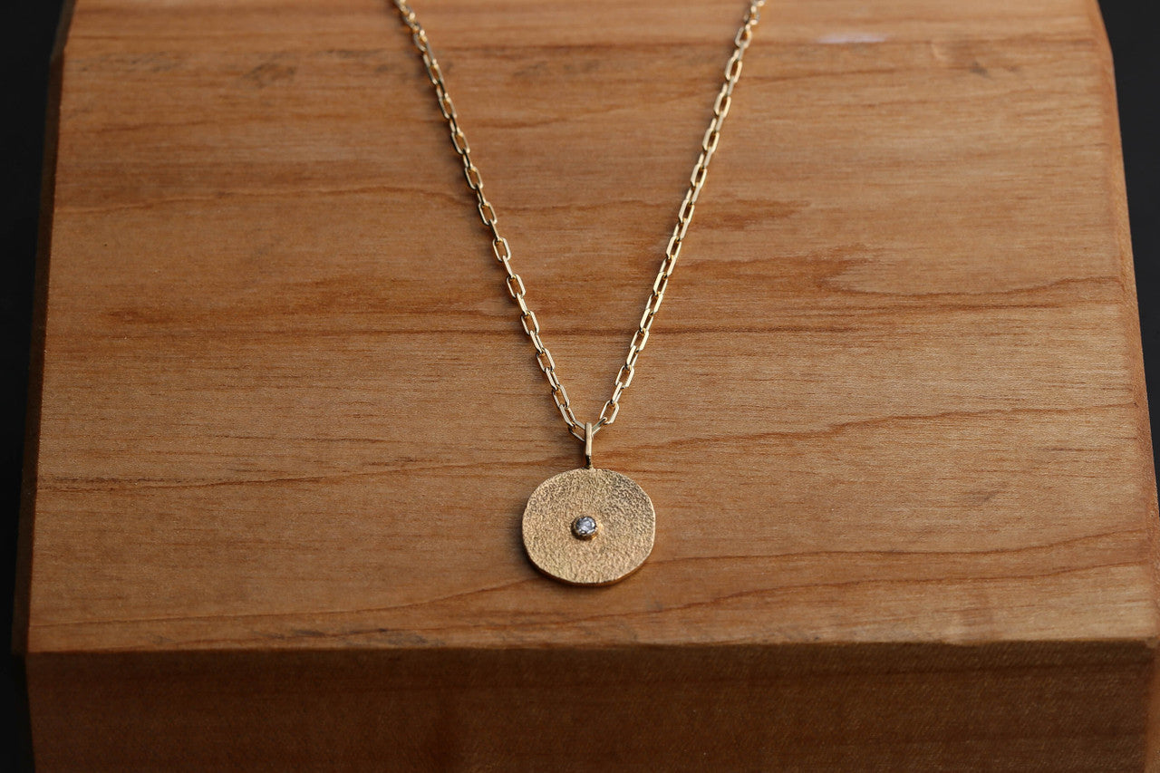 Diamond Beach Texture 18K Disc Pendant