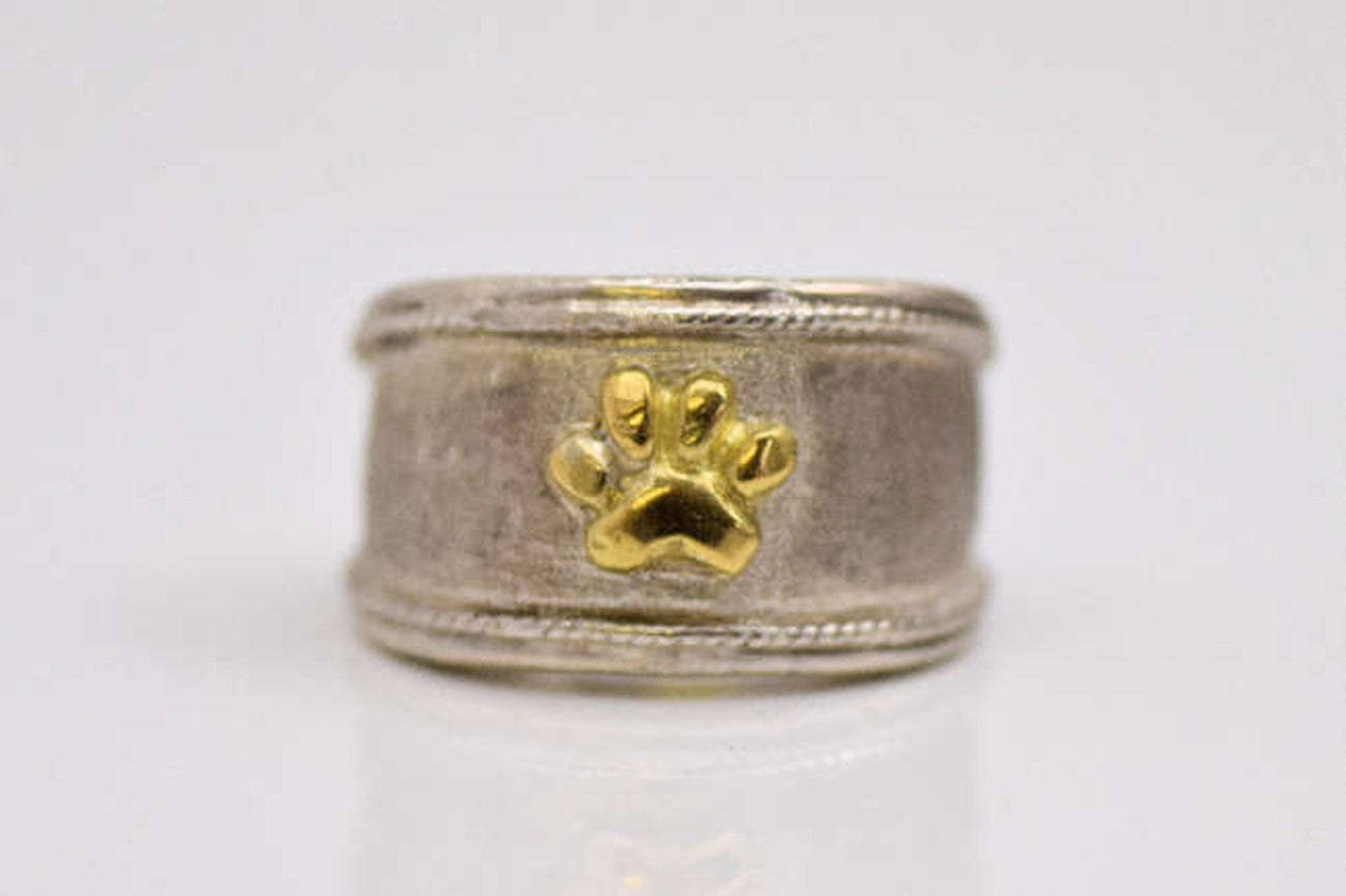 Paw Print Ring Two Tone Ring