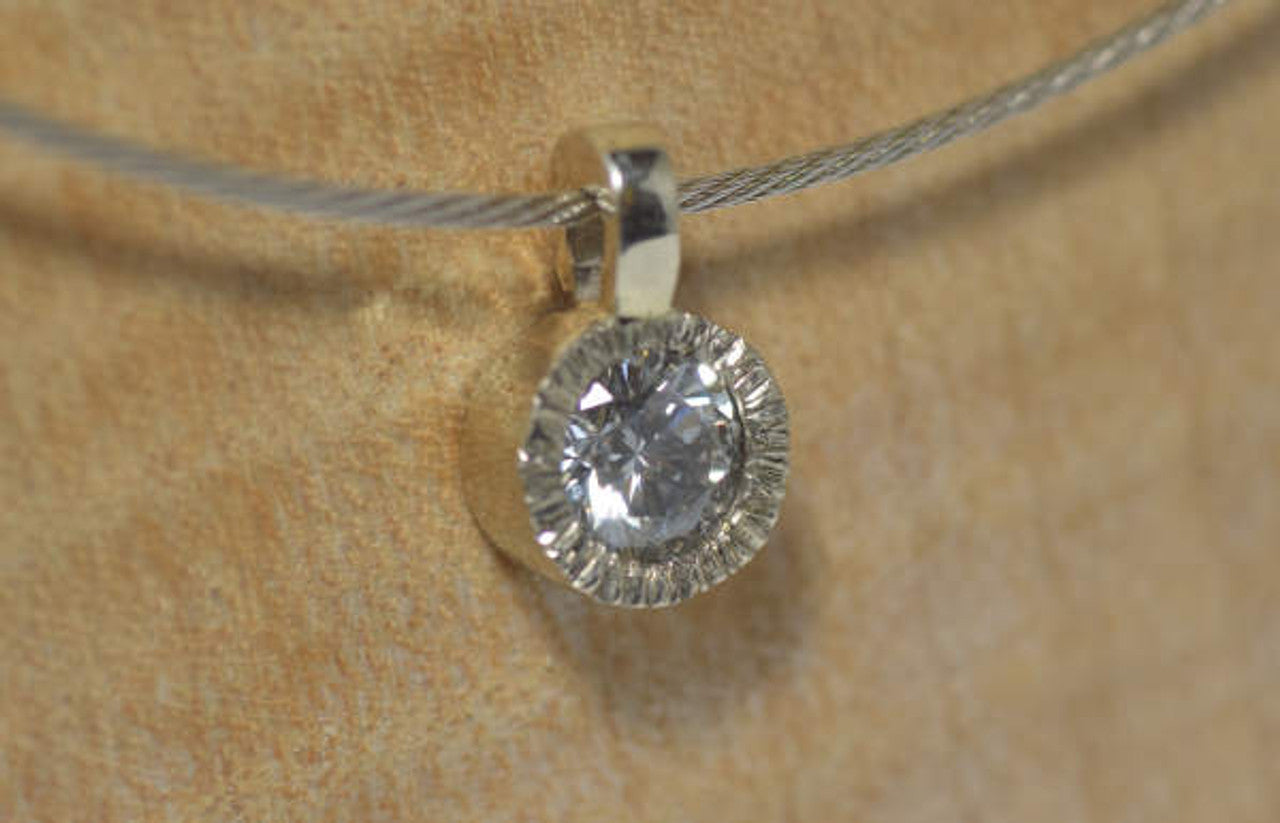 Diamond Slash White Gold Pendant
