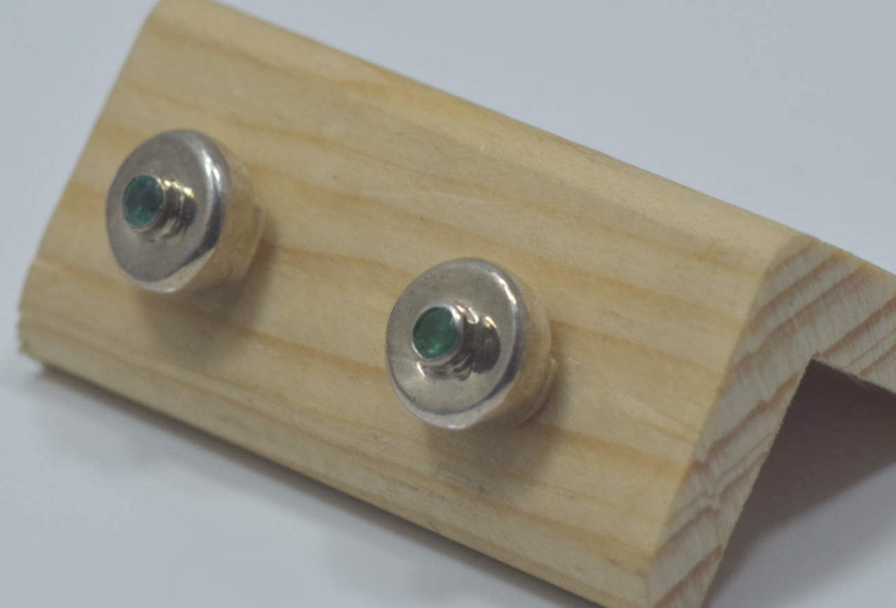 Emerald Sterling Disc Studs