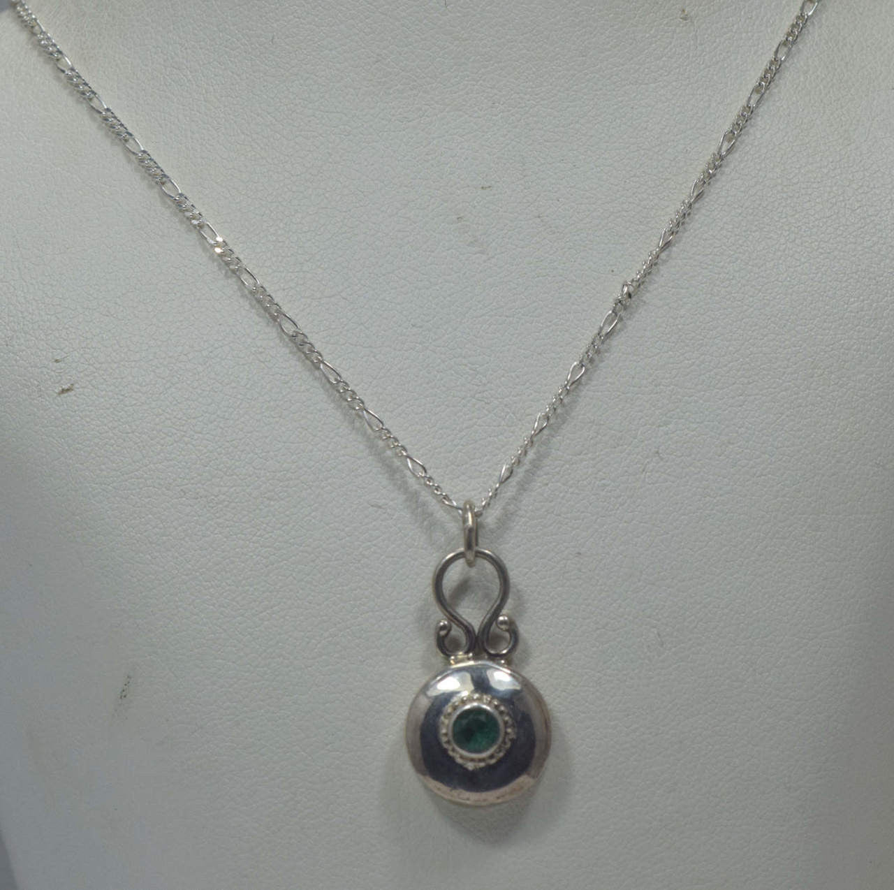 Emerald Sterling Silver Solitaire Pendant