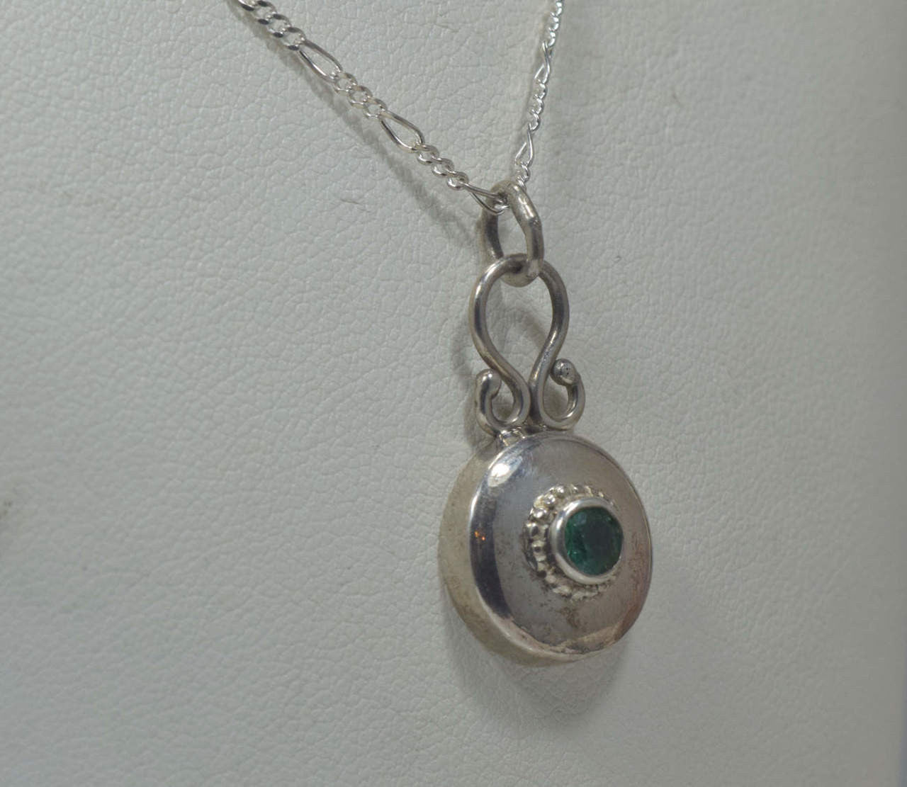 Emerald Sterling Silver Solitaire Pendant