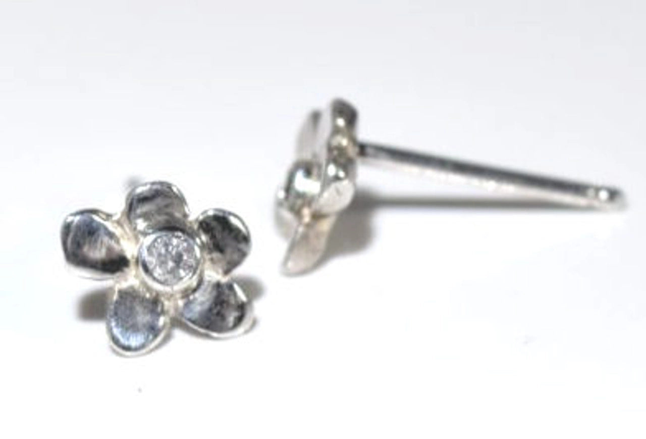 Diamond Flower Sterling Studs