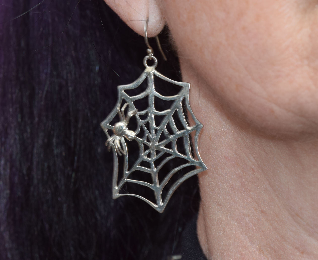 Spider Web & Single Spider Dangle Earrings