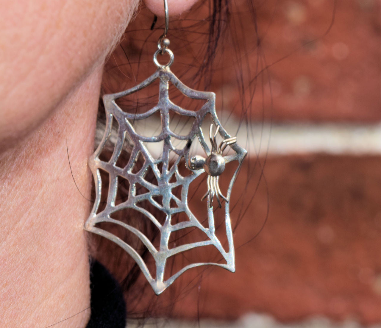 Spider Web & Single Spider Dangle Earrings