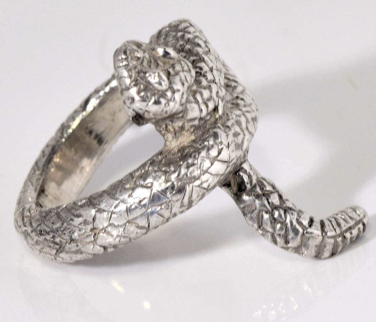 Snake Hand Carved Sterling Ring