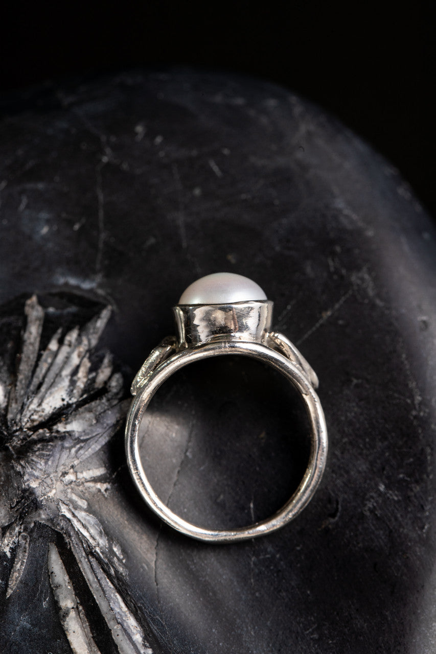 Pearl Double Heart Sterling Ring