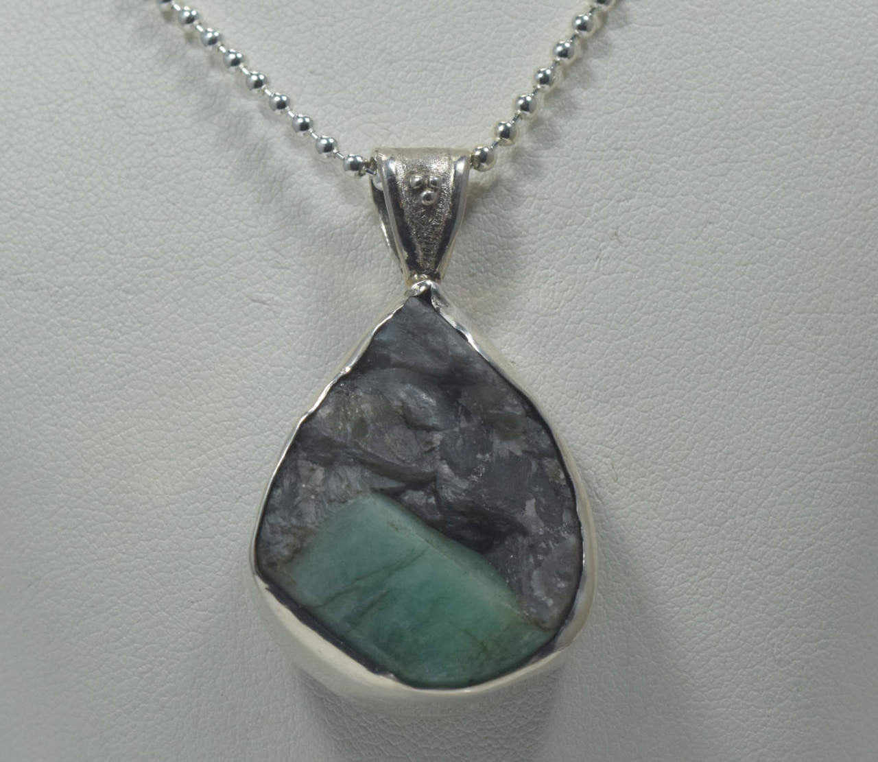 Emerald Pear Shaped Rough Pendant