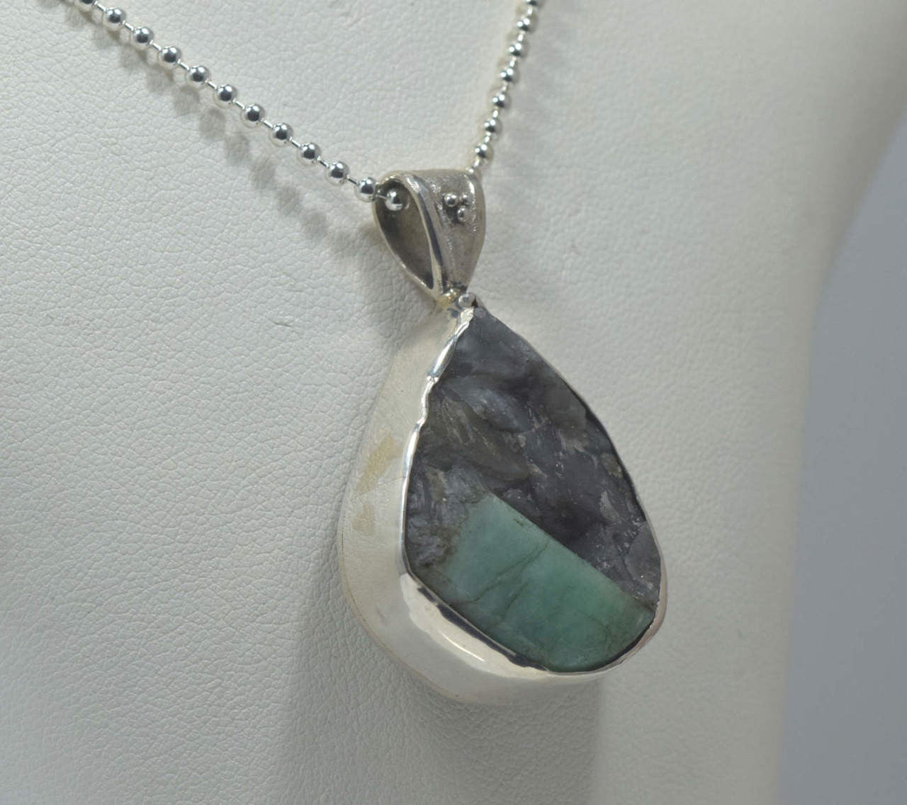 Emerald Pear Shaped Rough Pendant