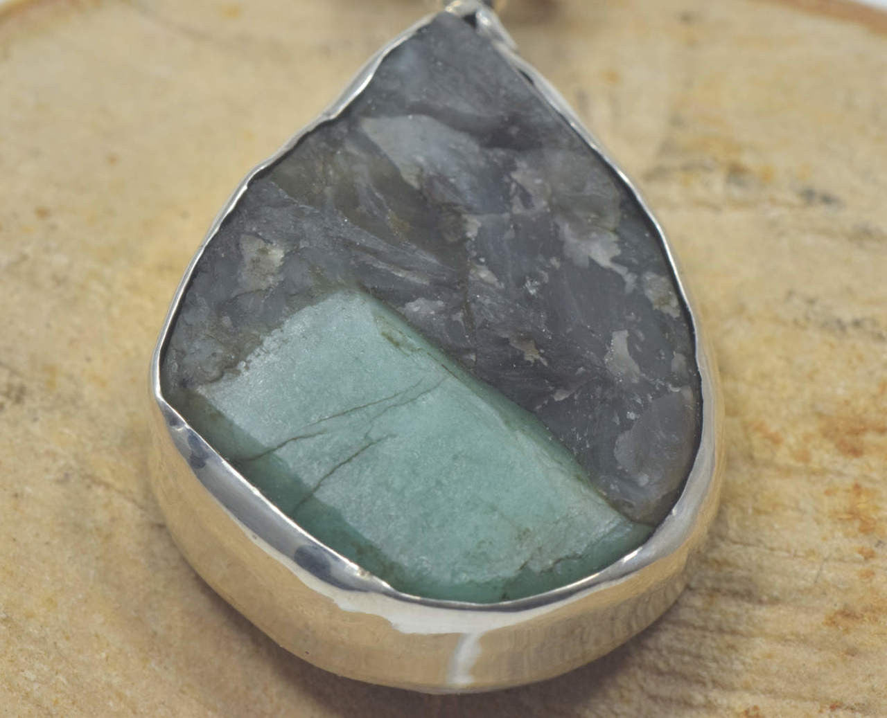 Emerald Pear Shaped Rough Pendant