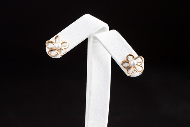 Pearl Open Flower 14K Studs