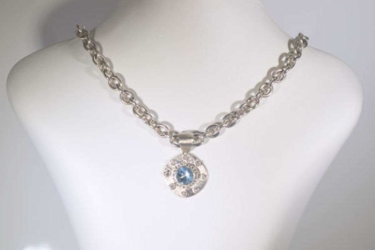 Aquamarine and Diamond Antique Sterling Necklace
