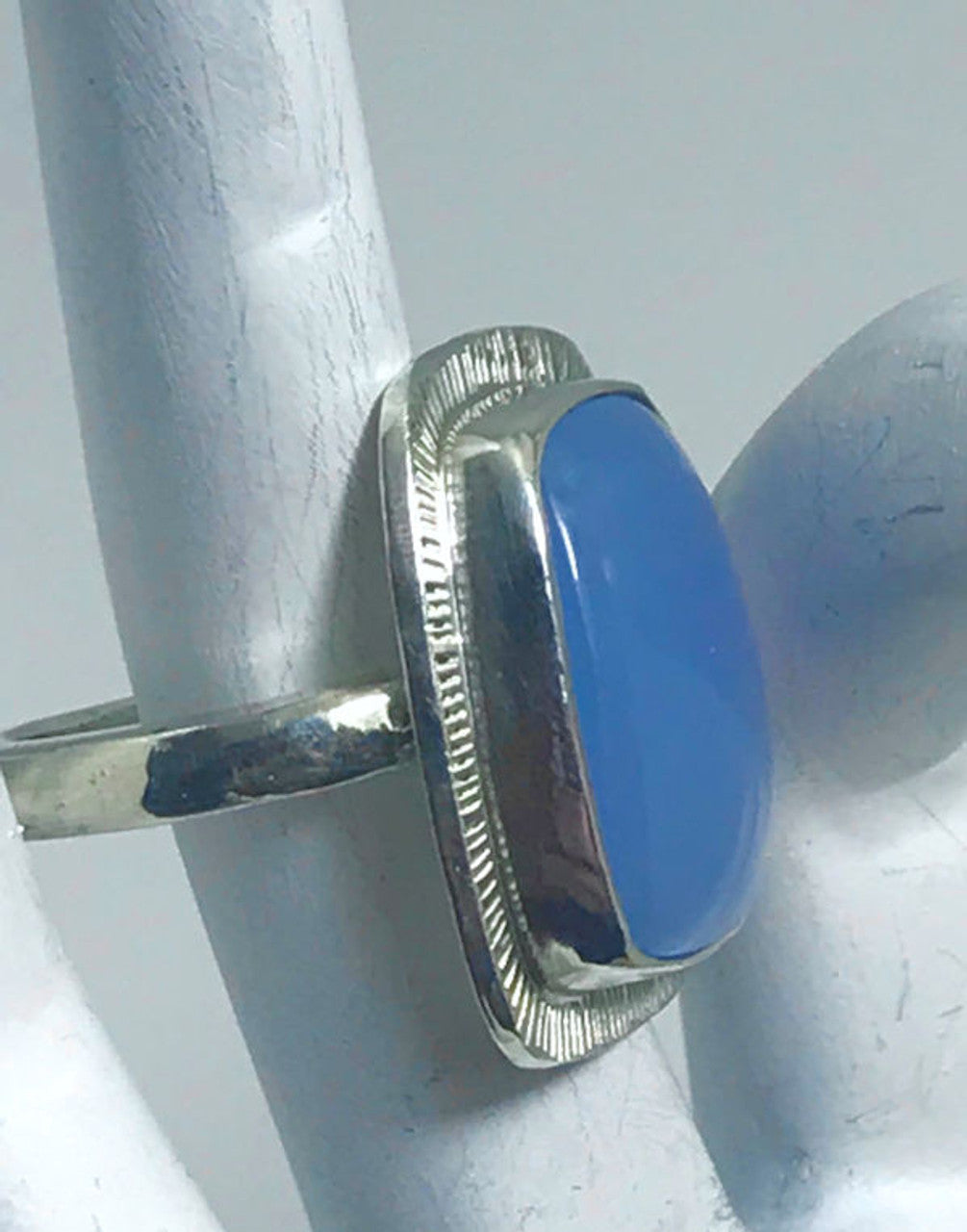 Chalcedony Slash Silver Ring