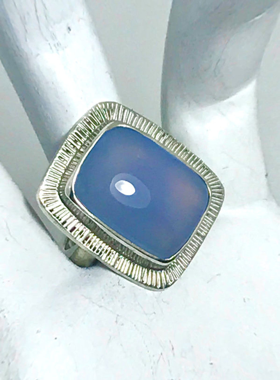 Chalcedony Slash Silver Ring