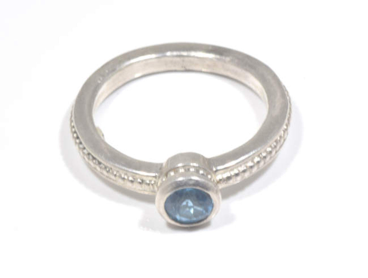 Blue Topaz Sterling Silver Beaded Ring